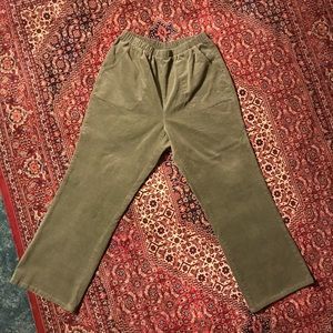 Vintage Green Corduroy Straight Leg Crop Pants